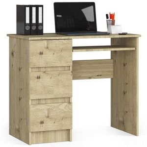 Ak furniture Třízásuvkový počítačový stůl DYENS levý 90 cm hnědý dub obraz