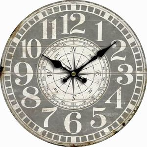 Dřevěné nástěnné hodiny Vintage compass, pr. 34 cm obraz