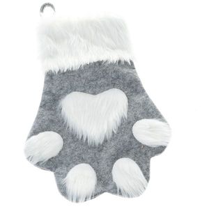 Vánoční textilní ponožka Tlapka 40 cm, šedá obraz