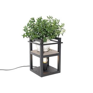 Industriální stolní lampa černá se dřevem - Cage Rack obraz