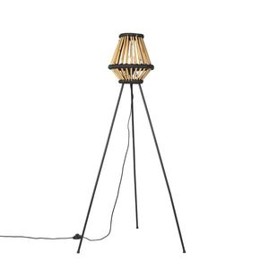 Orientální stativ stojací lampa bambus s černou - Evalin obraz