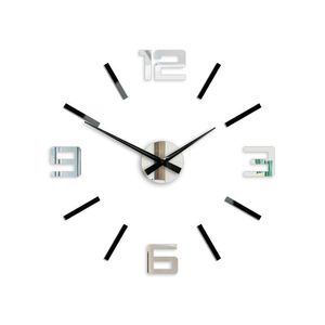 Moderní nástěnné hodiny SILVER XL BLACK-MIRROR (nalepovací hodiny na stěnu) obraz
