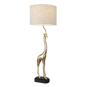 Zlatá stolní lampa se žirafou a béžovým stínidlem - Ø 30*85 cm / E27 5LMC0011 obraz