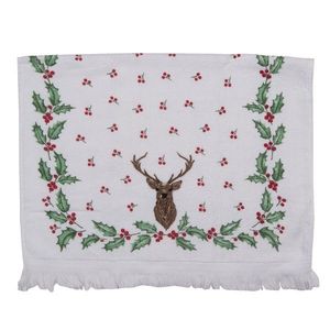 Kuchyňský froté ručník s jelenem a cesmínou Holly Christmas - 40*66 cm CTHCH1 obraz
