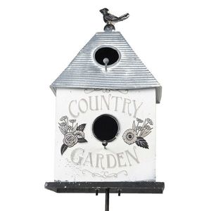 Zahradní dekorativní zápich ptačí budka Country Garden - 18*13*109 cm 5Y1010 obraz