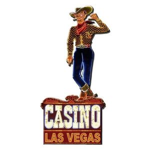 Nástěnná kovová cedule Casino Las Vegas - 35*1*70 cm 5Y1078 obraz
