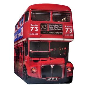 Nástěnná kovová cedule červený patrový autobus - 60*1*80 cm 5Y1083 obraz