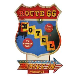 Nástěnná kovová cedule Motel Route 66 - 43*1*63 cm 5Y1084 obraz