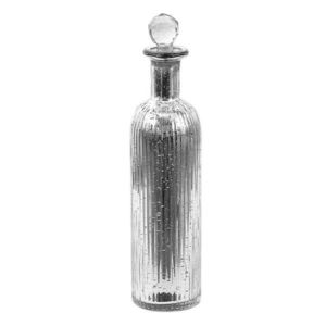 Stříbrná skleněná dekorační láhev se zátkou - Ø 7*31 cm 6GL3566 obraz