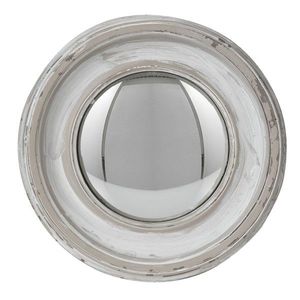 Bílo-šedé antik nástěnné vypouklé dekorační zrcadlo - Ø 23*3 cm 62S247 obraz