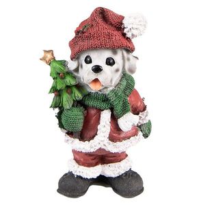 Vánoční dekorace pes v santovo obleku a stromkem - 9*6*15 cm 6PR3737 obraz