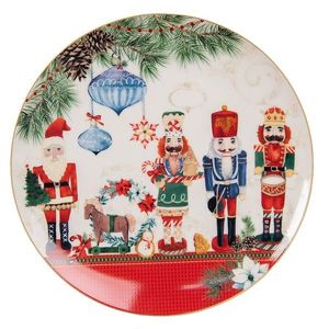 Dezertní porcelánový vánoční talířek s Louskáčky - Ø 21*2 cm 6CEDP0131 obraz