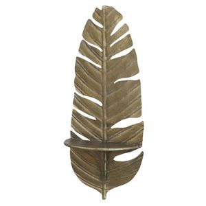 Mosazná antik nástěnná kovová polička ve tvaru peří Feather - 24*12*56cm 64069113 (64691-13) obraz