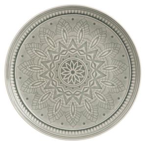 Světle šedý keramický servítovací talíř s ornamentem Boho grey L - Ø 33cm 82588 obraz