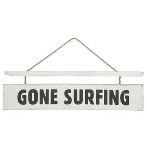 Bílá závěsná dřevěná cedule Gone Surfing - 70*2*20 cm 82749 obraz