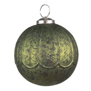 Zelená antik skleněná vánoční ozdoba koule - Ø 10*10 cm 6GL3739 obraz