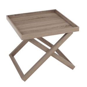 Hnědý dřevěný odkládací stolek s podnosem Butlertray - 52*52*46cm 68105 obraz