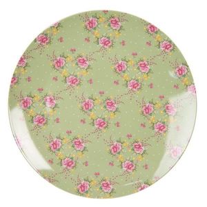 Zelený porcelánový jídelní talíř s květy Cheerful Birdie - Ø 26 cm CHBFP obraz