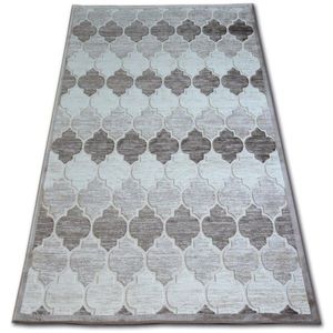 Dywany Lusczow Kusový koberec ACRYLOVY YAZZ 3766 tmavě béžový / hnědý trellis, velikost 133x190 obraz