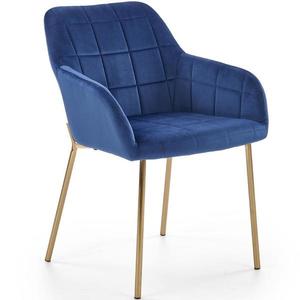 Židle K306 látka velvet/chrom tmavě modrá/zlatá obraz