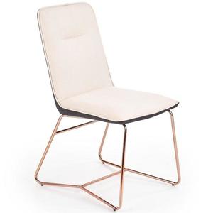Židle K390 tkanina/ekokůže/chrom-Krem/C.popelavě šedá/zlatá obraz