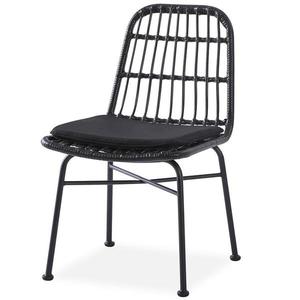 Židle K401 ratan/tkanina/kov černá/popelavě šedá obraz