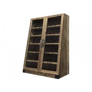 Nástěnná dřevěná skříňka s policemi a prosklenými dveřmi Cani - 52*27*72cm 40018200 (40182-00) obraz