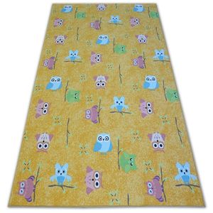 Dywany Lusczow Dětský kusový koberec LITTLE OWL žlutý, velikost 100x100 obraz