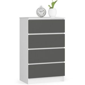 Ak furniture Komoda Kuba 60 cm - 4 šuplíky bílá/grafitová obraz