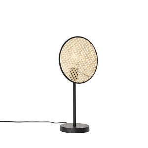 Venkovská stolní lampa černá s ratanem 25 cm - Kata obraz