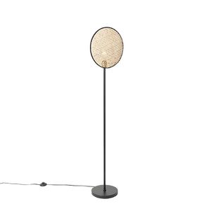 Venkovská stojací lampa černá s ratanem 35 cm - Kata obraz