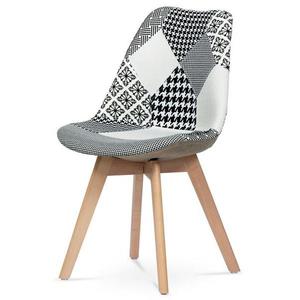 Jídelní židle ADERYN černá/bílá, patchwork obraz