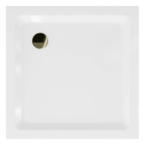 MEXEN Sprchová vanička se zlatým sifonem 100 x 100 cm bílá obraz