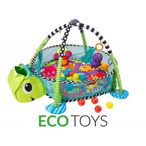 ECOTOYS Vzdělávací hrací deka s míčky Eco Toys - želva obraz