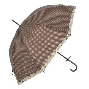 Hnědý deštník s puntíky a béžovým lemem JZUM0030CH obraz
