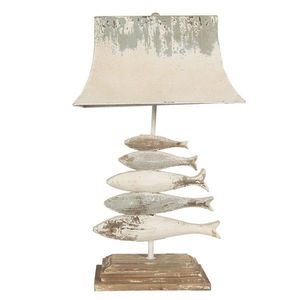 Kovovo-dřevěná vintage stolní lampa s rybami - 44*30*75 cm 5LMP302 obraz