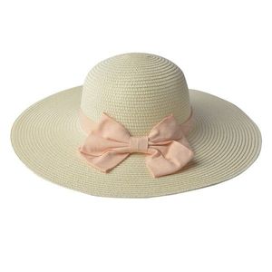 Světle béžový klobouk s růžovou mašlí - Ø 42 cm JZHA0057N obraz
