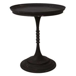 Tmavě hnědý kovový odkládací stolek na 1 noze s patinou - Ø 60*68 cm 5Y0864 obraz