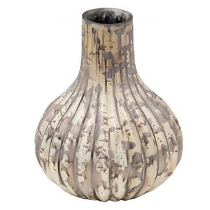 Béžovo-šedá antik dekorační skleněná váza - 11*11*15 cm 6GL3581 obraz