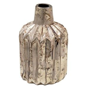 Béžovo-šedá antik dekorační skleněná váza - 8*8*12 cm 6GL3583 obraz