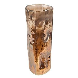 Hnědo-bronzová ručně foukaná skleněná úzká váza - Ø 8*20 cm 6GL4094 obraz