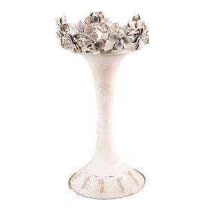 Béžový antik kovový svícen s květy Valérie M - Ø17*30 cm 6Y4726 obraz