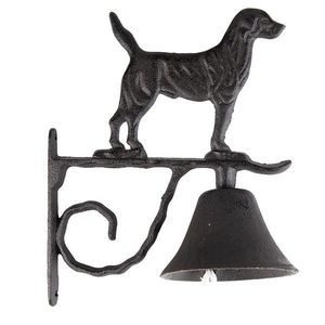 Černo-hnědý litinový zvonek se psem - 11*21*27 cm 6Y5305 obraz