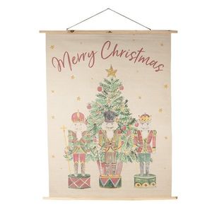 Béžová nástěnná mapa s Louskáčky Merry Christmas - 120*2*150 cm 5WK0055 obraz