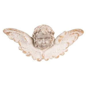 Béžová nástěnná socha hlava anděla s křídly Angel - 56*13*14cm 5MG0017 obraz