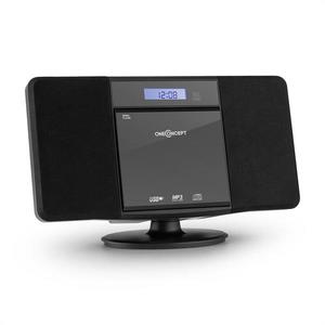 OneConcept V-13, černý stereo systém s CD MP3 USB rádiem a budíkem, nástěnná montáž obraz
