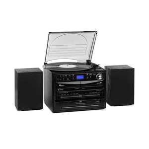 Auna 388-DAB +, stereo systém, 20 W max., desky, CD, kazety, BT, FM / DAB +, USB, černý obraz
