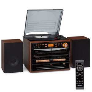 Auna auna 388-DAB + Stereo systém 20W Max. Vinyl CD Kazeta BT FM/DAB + USB Černá obraz
