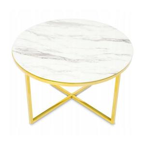 HowHomely Konferenční stolek VERTIGO 45x80 cm zlatá/bílý mramor obraz
