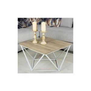 HowHomely Konferenční stolek CURVED 62x62 cm bílá/hnědá obraz